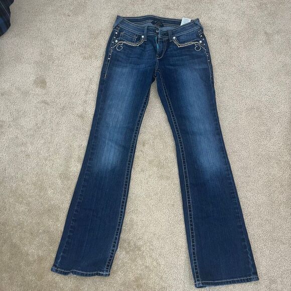 Ariat Womens Jeans Size 28L Dark Wash Embroidered Bootcut Western Denim - Picture 2 of 7